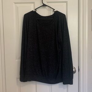 Heathered Gray and Black Long Sleeve Crew Neck